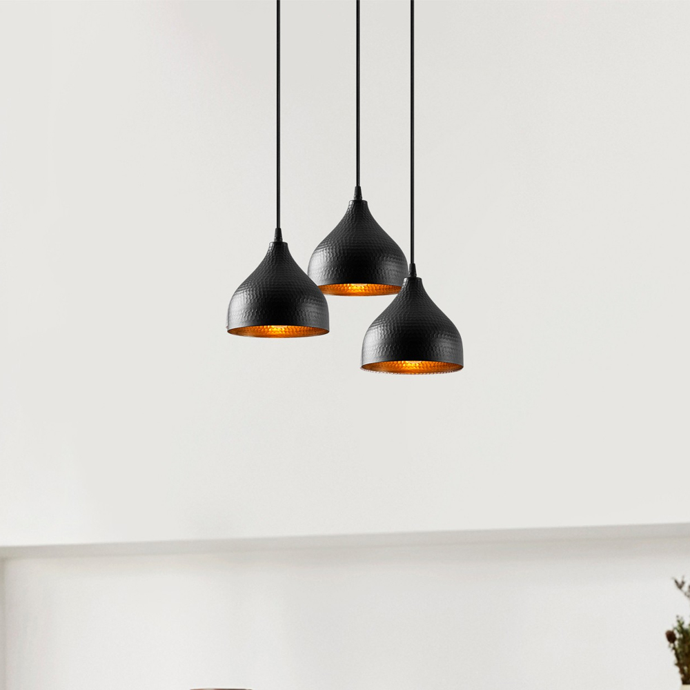 Trendline 3 Light Metal Drop Ceiling Pendant Light in Black
