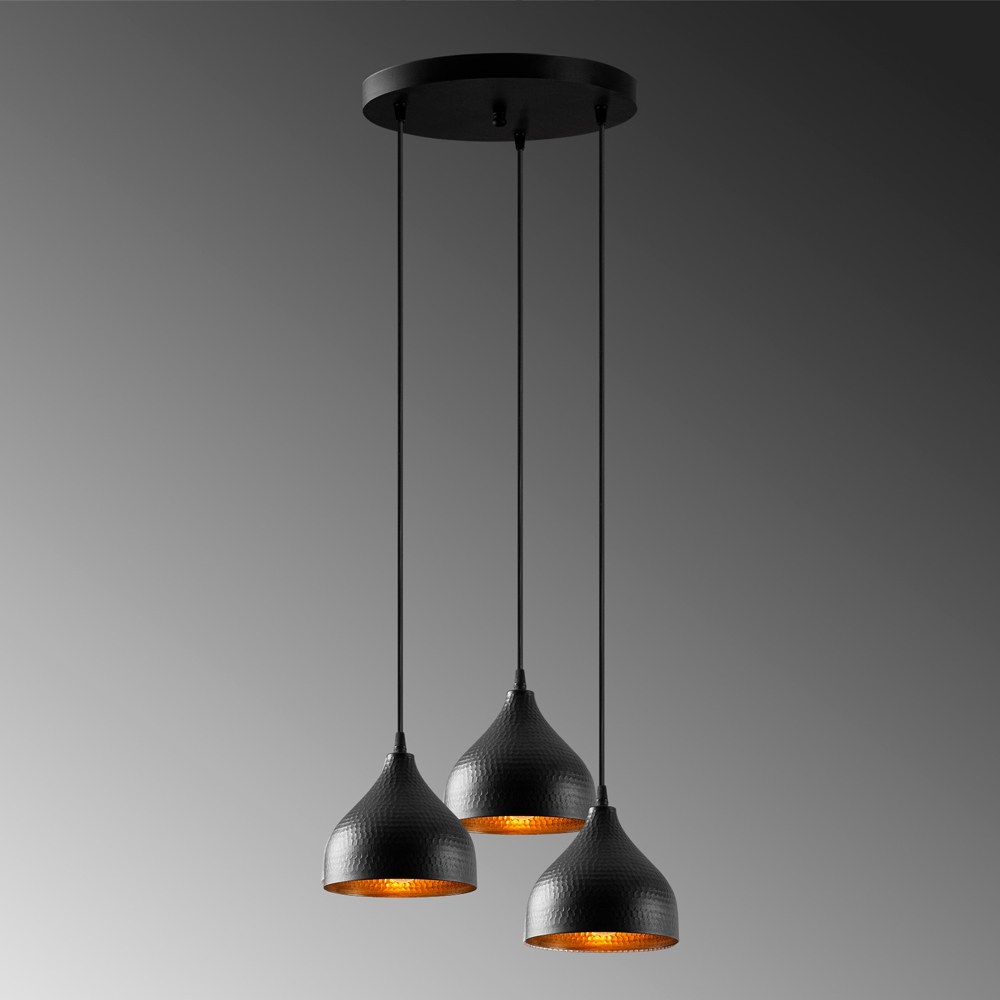 Trendline 3 Light Metal Drop Ceiling Pendant Light in Black