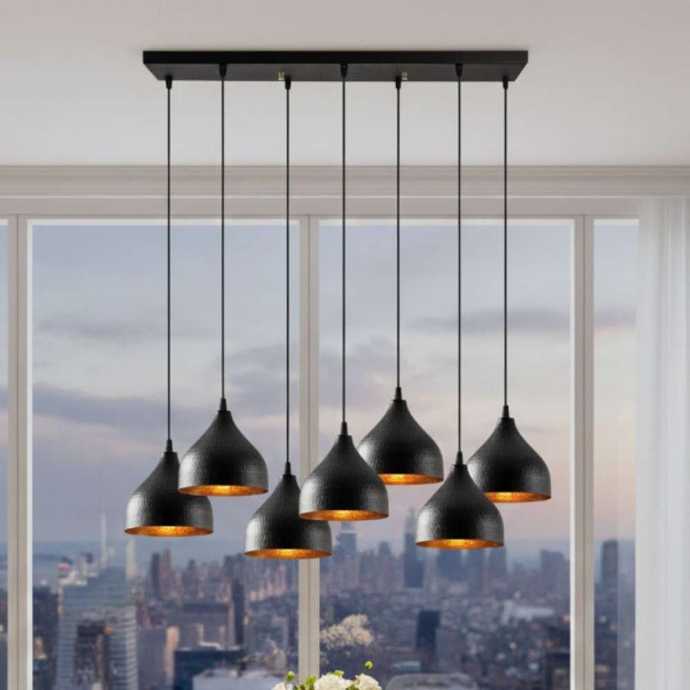 Trendline 7 Light Metal Ceiling Pendant Light in Black