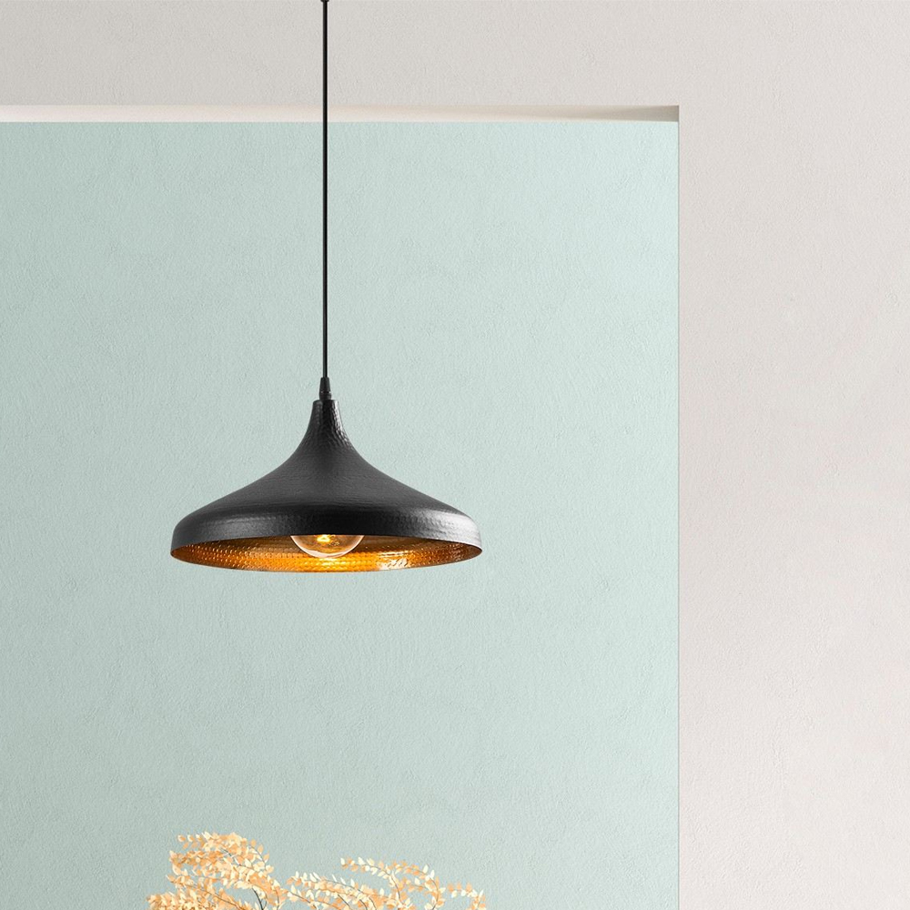 Trendline Metal Bell Shaped Ceiling Pendant Light in Black