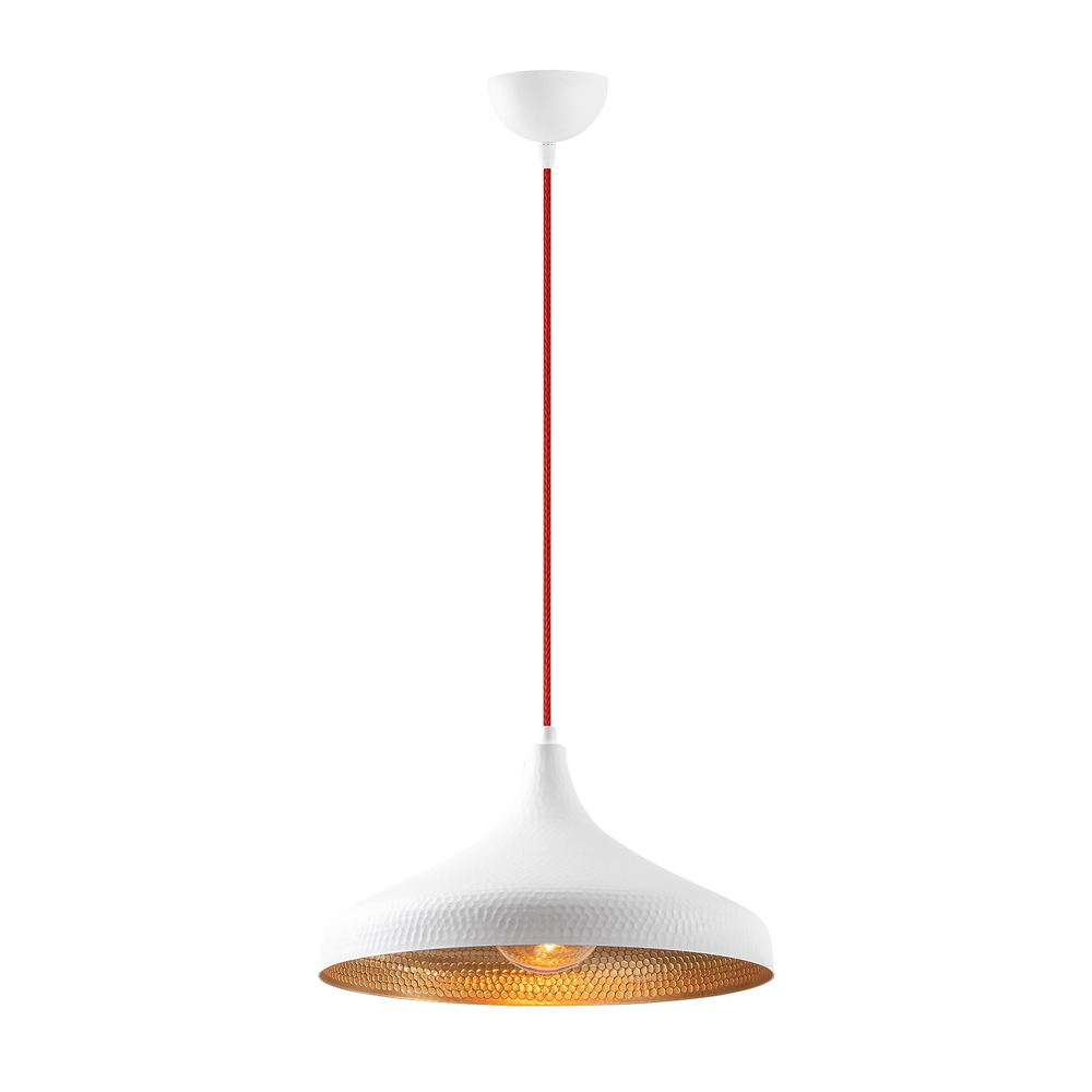 Trendline Metal Bell Shaped Ceiling Pendant Light in White and Red