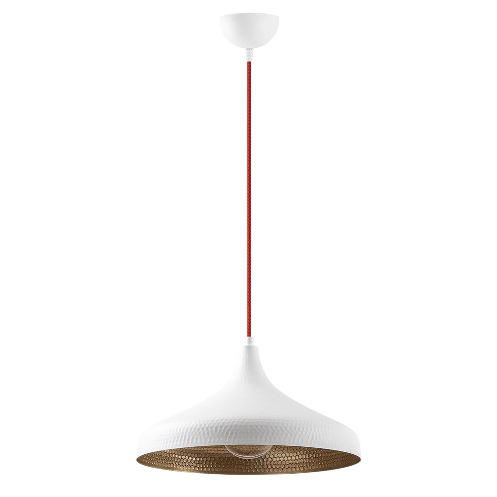 Trendline Metal Bell Shaped Ceiling Pendant Light in White and Red