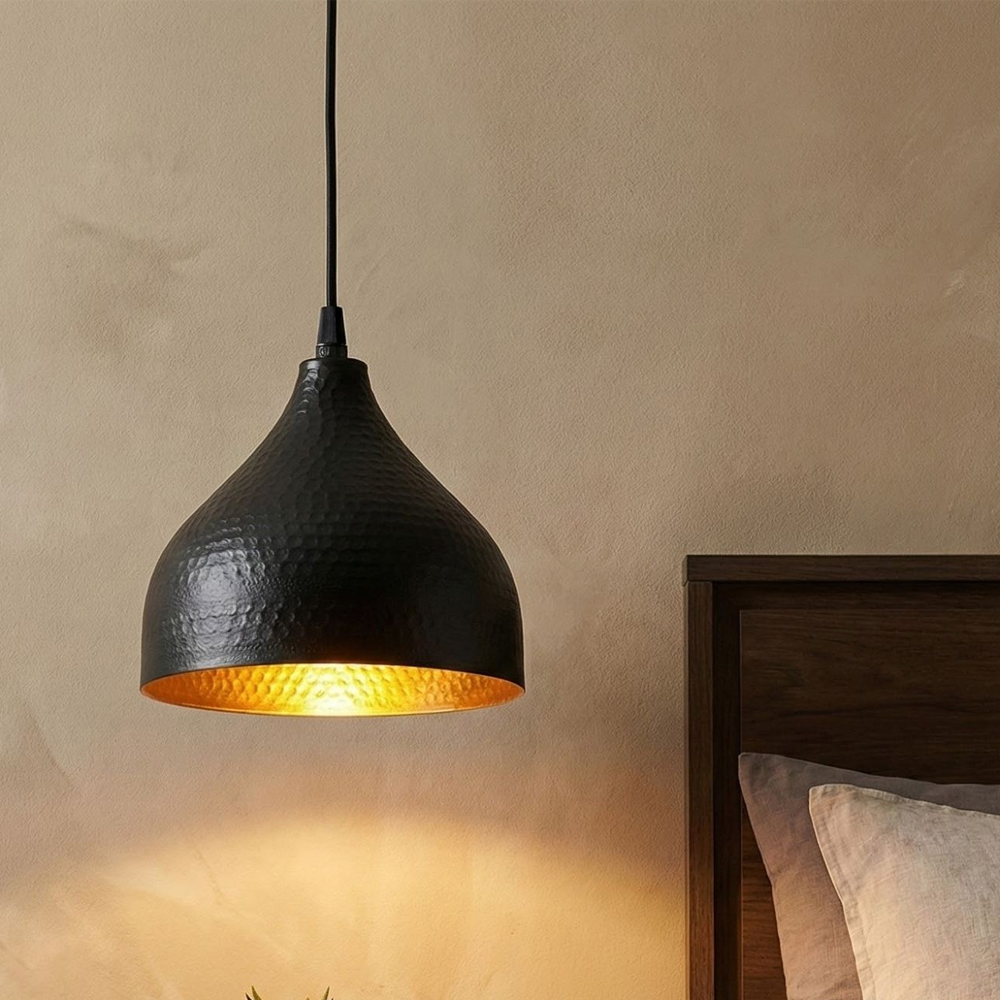 Trendline Metal Brass Dome Ceiling Pendant Light in Black