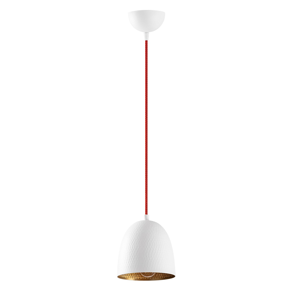 Trendline Metal Brass Dome Ceiling Pendant Light in White and Red
