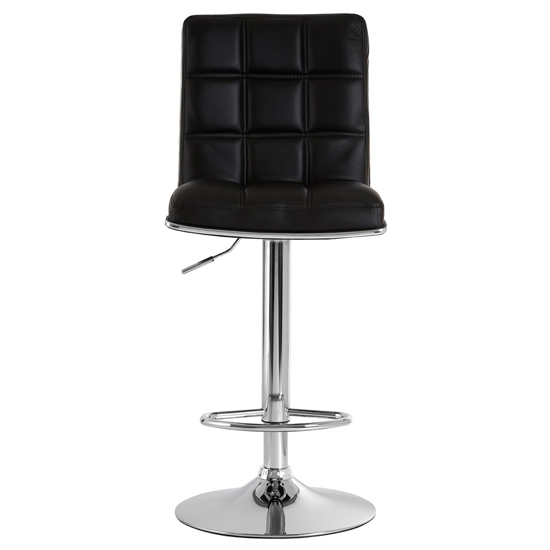 Treno Black Faux Leather Bar Chairs With Chrome Base In A Pair