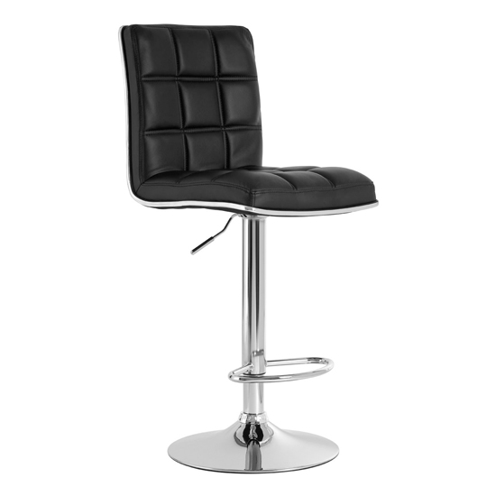 Treno Black Faux Leather Bar Chairs With Chrome Base In A Pair