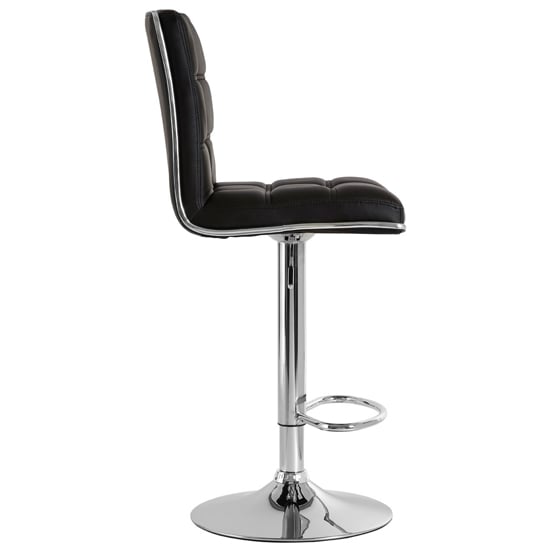 Treno Black Faux Leather Bar Chairs With Chrome Base In A Pair_4