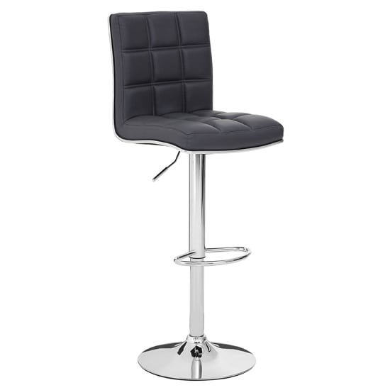 Treno Grey Faux Leather Bar Chairs With Chrome Base In A Pair