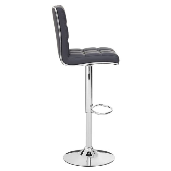 Treno Grey Faux Leather Bar Chairs With Chrome Base In A Pair_4