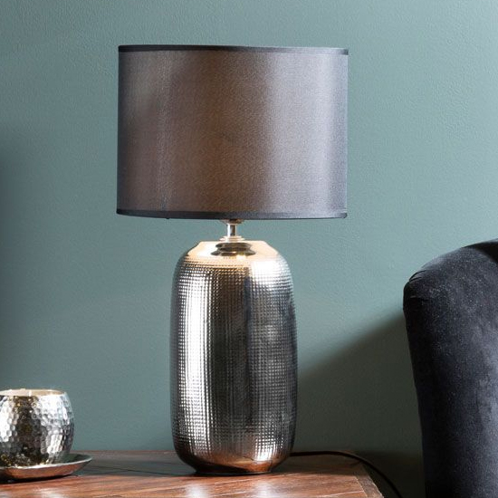 Product photograph of Trento Black Fabric Shade Table Lamp With Chrome Ceramic Base from Furniture in Fashion