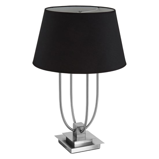 Trento Black Fabric Shade Table Lamp With EU Plug In Nickel_2