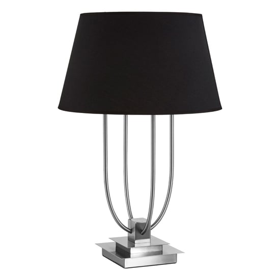 Trento Black Fabric Shade Table Lamp With EU Plug In Nickel