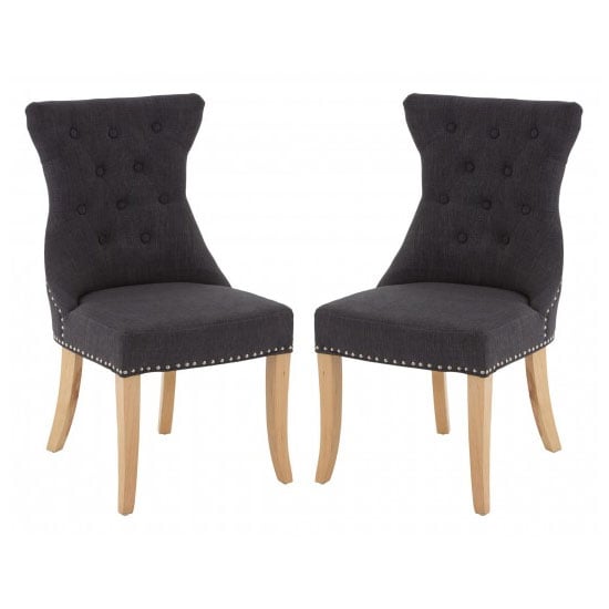 Trento Upholstered Dark Grey Fabric Dining Chairs In A Pair