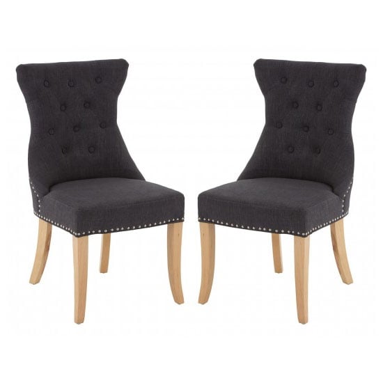 Product photograph of Trento Upholstered Dark Grey Fabric Dining Chairs In A Pair from Furniture in Fashion