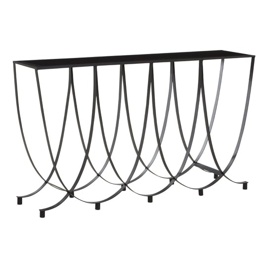 Trento Metal Console Table With Black Glass Top Furniture in Fashion
