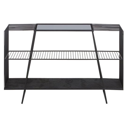 Ruchbah Grey Glass Top Console Table With Black Metal Frame_2