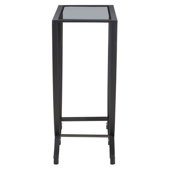 Ruchbah Black Glass Top Side Table With Curved Metal Base_2
