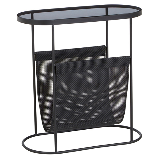 Trento Metal Side Table With Grey Glass Top Furniture in Fashion