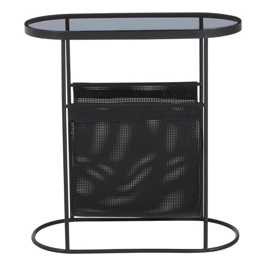 Photo of Ruchbah grey glass top side table with black metal frame