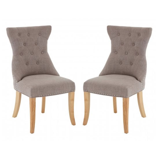 Trento Upholstered Mink Fabric Dining Chairs In A Pair