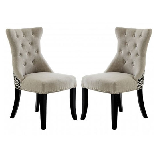 Trento Upholstered Grey Fabric Dining Chairs In A Pair