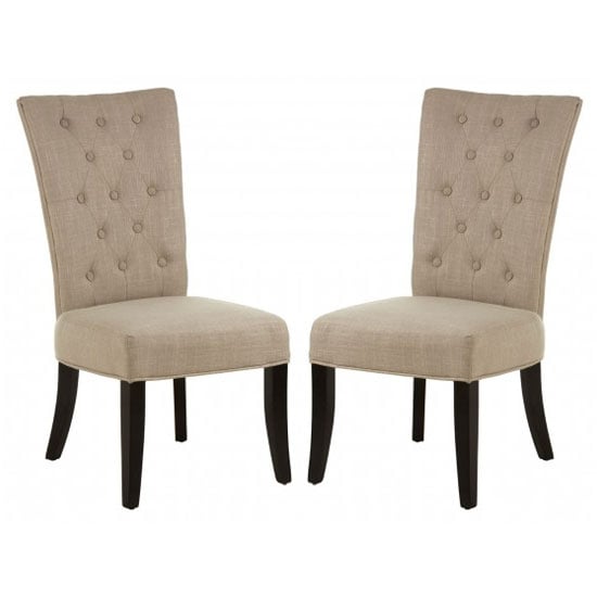 Trento Upholstered Natural Fabric Dining Chairs In A Pair