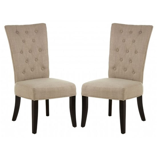 Photo of Trento upholstered natural fabric dining chairs in a pair