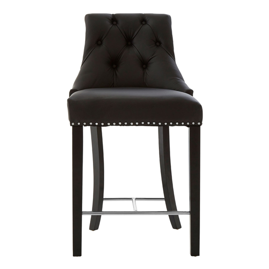 Trento Upholstered Black Faux Leather Bar Chairs In A Pair