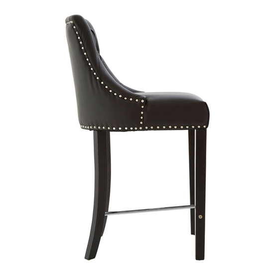 Trento Upholstered Black Faux Leather Bar Chairs In A Pair