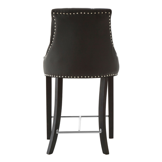 Trento Upholstered Black Faux Leather Bar Chairs In A Pair