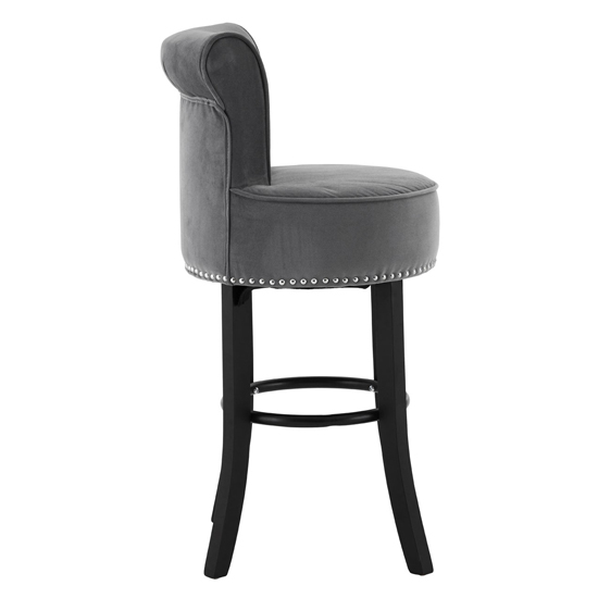 Trento Round Upholstered Grey Fabric Bar Chairs In A Pair_3