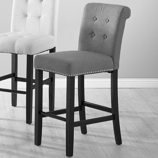 Trento Upholstered Grey Fabric Bar Chairs In A Pair_5