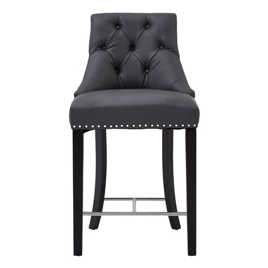 Trento Upholstered Grey Faux Leather Bar Chairs In A Pair