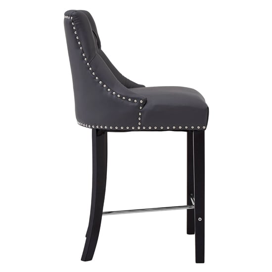 Trento Upholstered Grey Faux Leather Bar Chairs In A Pair