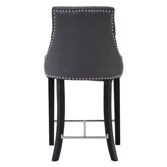 Trento Upholstered Grey Faux Leather Bar Chairs In A Pair