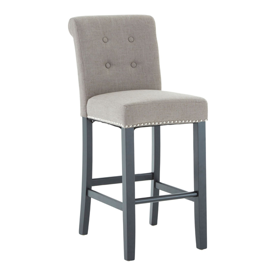 Trento Upholstered Natural Fabric Bar Chairs In A Pair