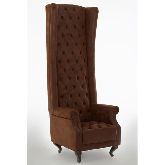 Product photograph of Trento Tall Upholstered Faux Leather Porter Chair In Brown from Furniture in Fashion