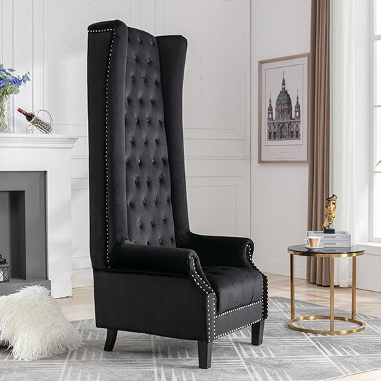 Trento Tall Upholstered Velvet Porter Chair In Black_2