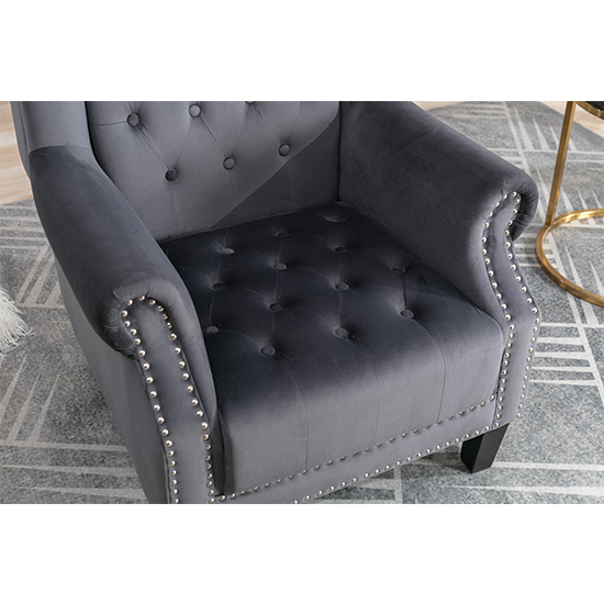 Trento Tall Upholstered Velvet Porter Chair In Grey