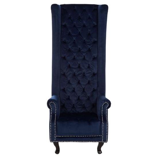 Product photograph of Trento Tall Upholstered Velvet Porter Chair In Midnight Blue from Furniture in Fashion