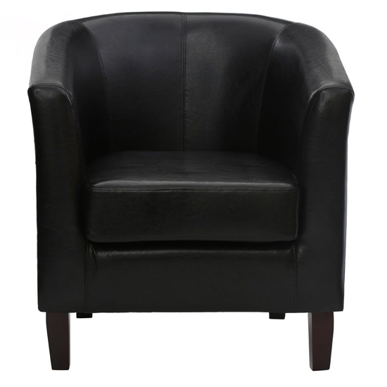 Trento Upholstered Faux Leather Tub Chair In Black_2