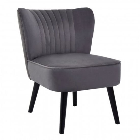 Product photograph of Trento Upholstered Velvet Accent Chair In Grey from Furniture in Fashion