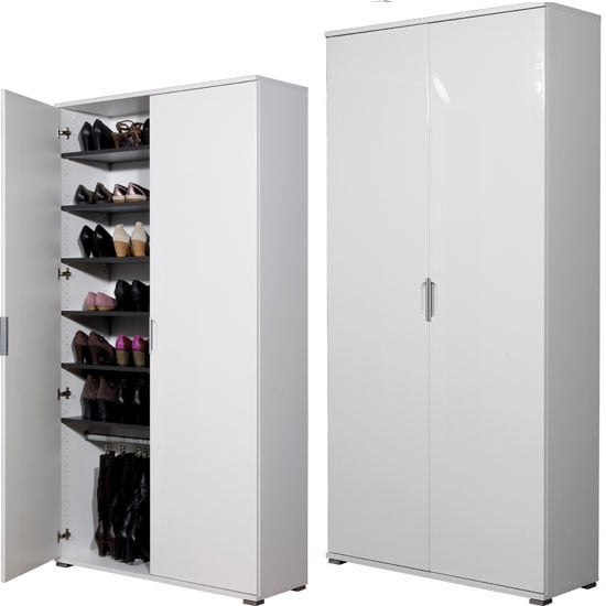 Trento High Gloss White Large Shoe cabinet, 3018-84 Trento High Gloss White Large Shoe cabinet, 3018-84