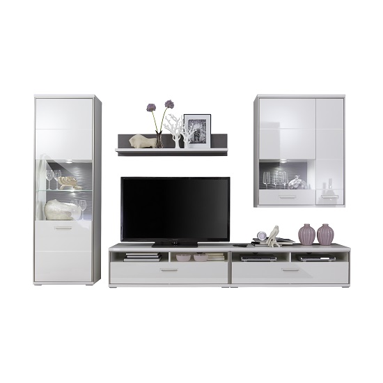 Libya Living Room Set 3 In White High Gloss With LED Lighting_2