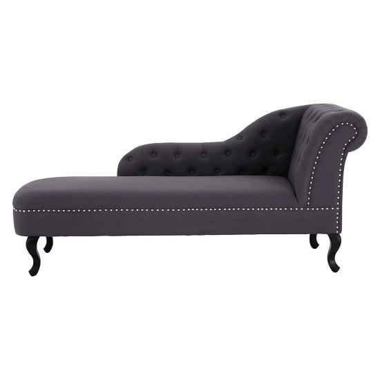 Trento Chaise Lounge Right Arm In Grey Linen With Stud Details