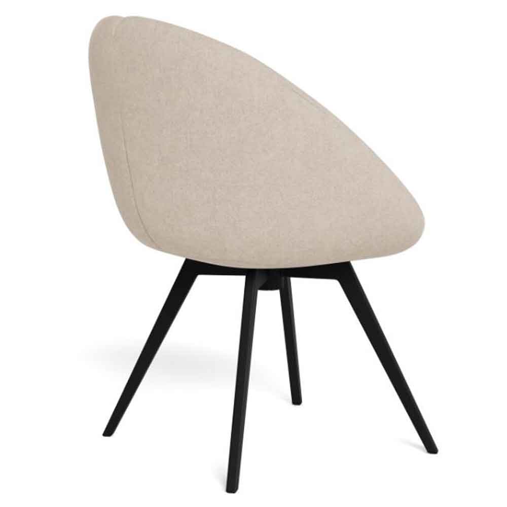 Trenton Fabric Swivel Dining Chairs With Black Legs In Pair - Sand