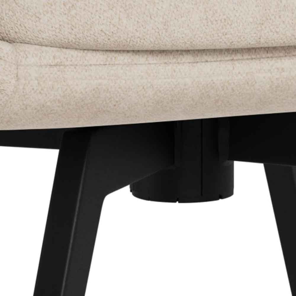 Trenton Fabric Swivel Dining Chairs With Black Legs In Pair - Sand