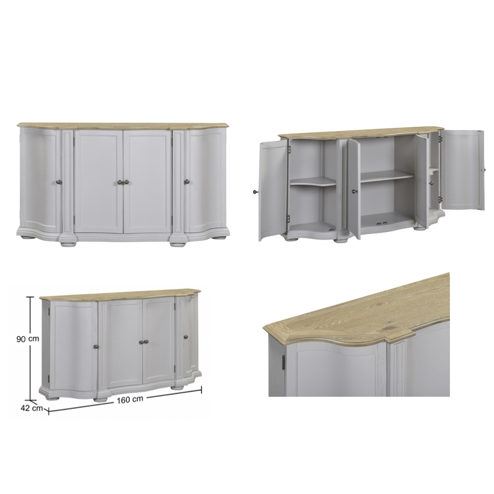 Trenton Wooden Sideboard With 4 Doors - Grey
