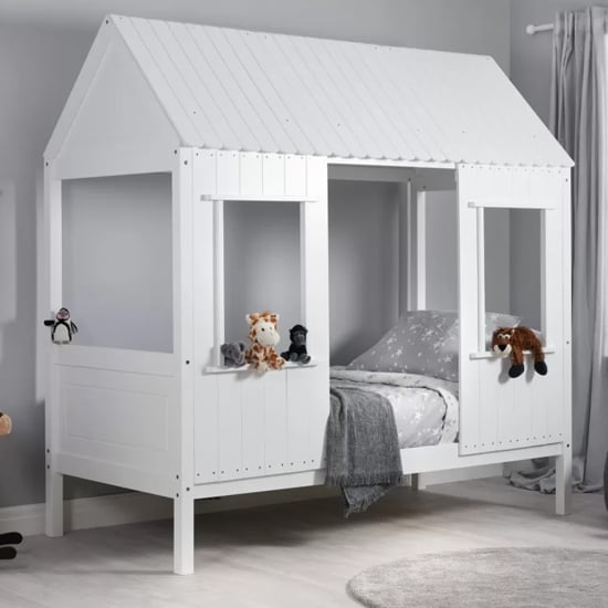 Read more about Trenton wooden single bed in white