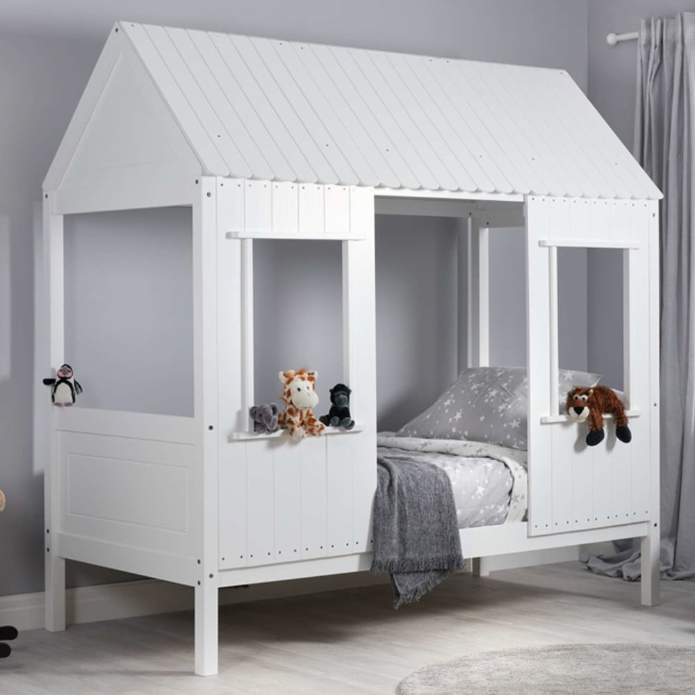 Trenton Wooden Single Bed In White